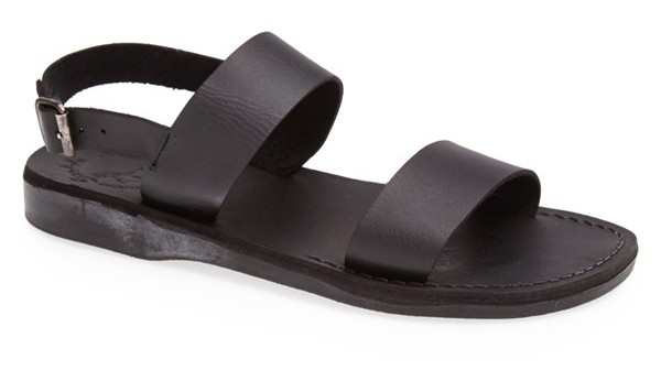 mens leather sandals black