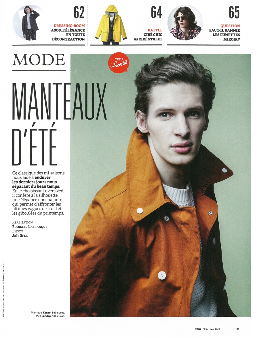 Lucas Mikulski Models Designer Men's Coats for Tetu Editorial