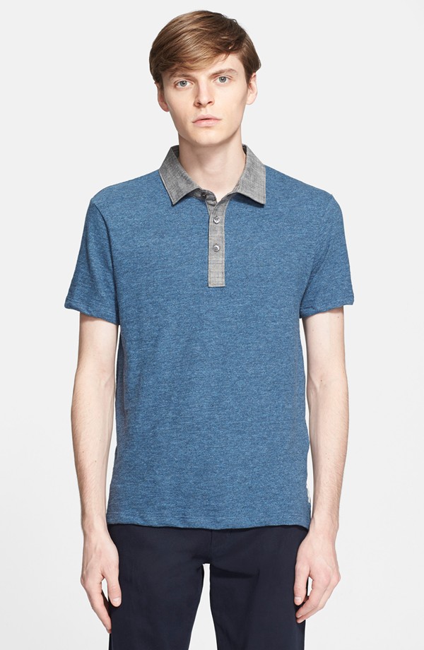 Todd Snyder Chambray Collar Polo Shirt