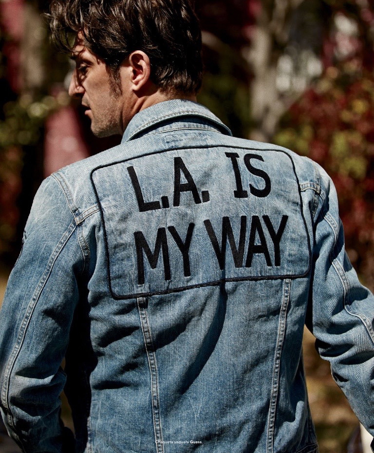 Tony Ward sports a denim jacket from GUESS.