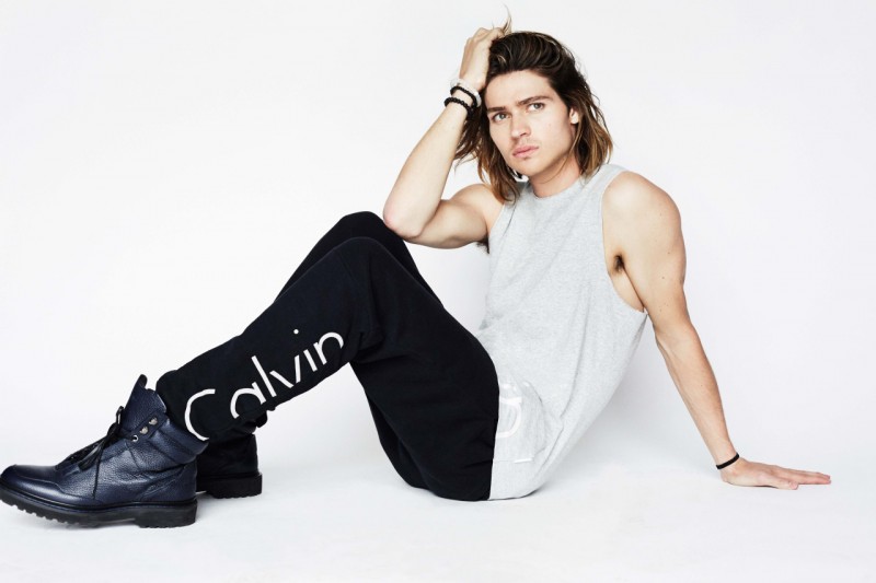 Will Peltz models Calvin Klein Jeans logo joggers. » Calvin Klein Watches Takes a #CKMinute for 2016 Campaign Will Peltz models Calvin Klein Jeans logo joggers.