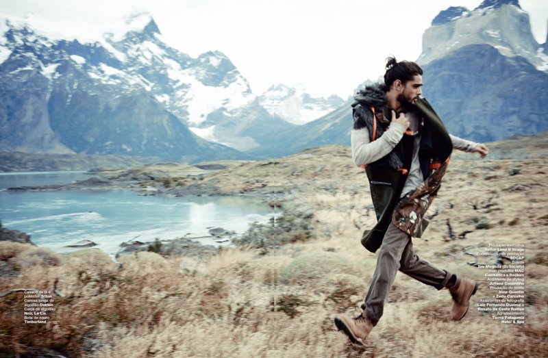 Marlon wears autumn layers in the photo shoot