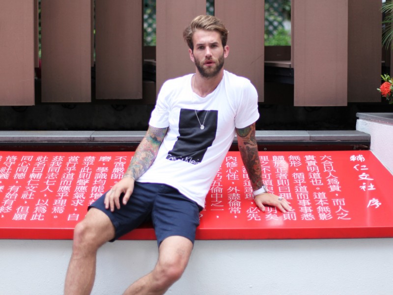 Andre Hamann sports a casual look from Calvin Klein Jeans.