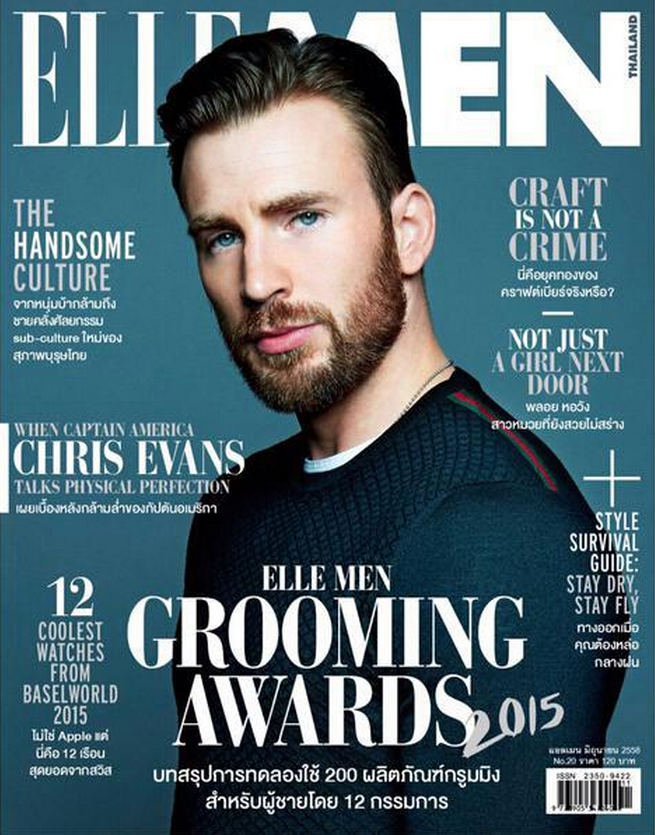 Chris Evans covers the June 2015 issue of Elle Men Thailand.