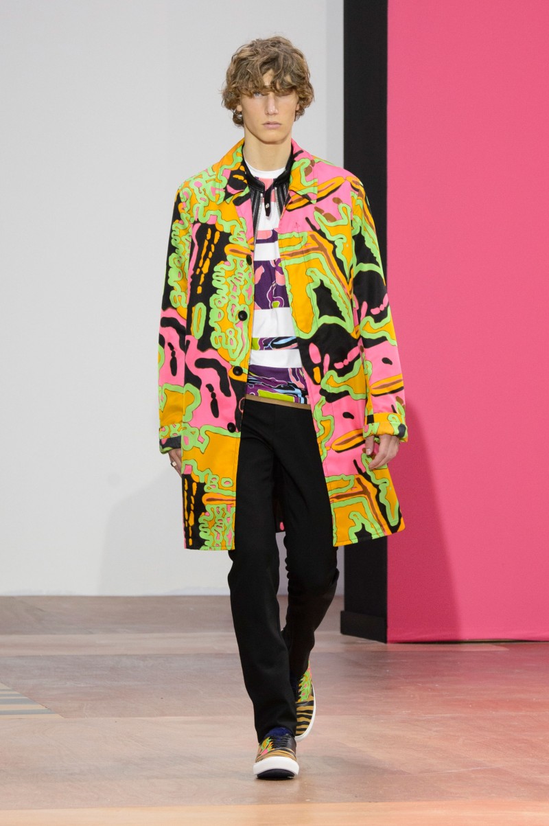 Coach Spring/Summer 2016: Achieving the equivalent of skaterboy chic, Coach let down its tailored exterior and opted for fun prints. Choice outerwear, a strength for Coach, really benefited from the graphic outing.