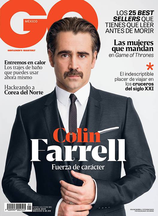 Colin Farrell Sports 'True Detective' Mustache for GQ Mexico June 2015 Cover