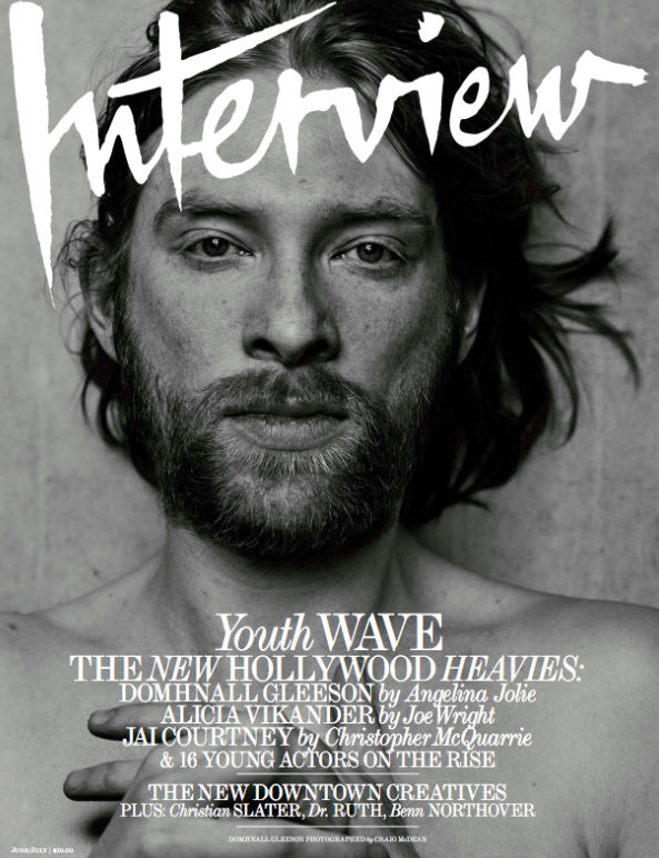 Domhnall Gleeson covers the June/July 2015 issue of Interview magazine.