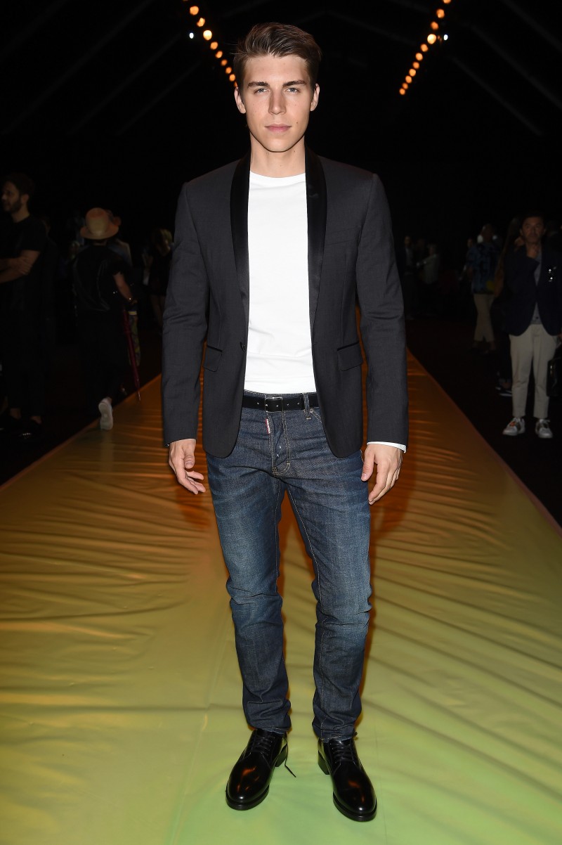 MILAN, ITALY - JUNE 23:  Nolan Gerard Funk attends the Dsquared2 show during the Milan Men's Fashion Week Spring/Summer 2016 on June 23, 2015 in Milan, Italy.  (Photo by Venturelli/Getty Images for Dsquared2) Nolan Gerard Funk