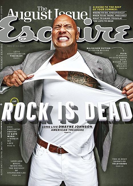 Dwayne 'The Rock' Johnson covers the August 2015 issue of Esquire.