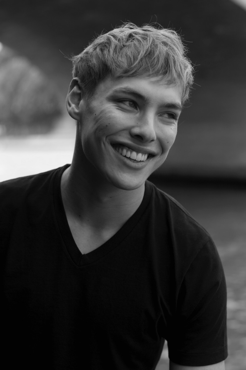 All smiles, modeling is a new experience for Alexander, who was signed about 5 months ago.