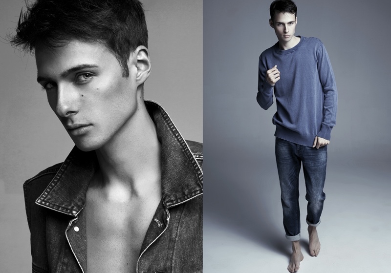 Left: Igor wears denim vest Levi's. Right: Igor wears jeans and sweater Diverse.