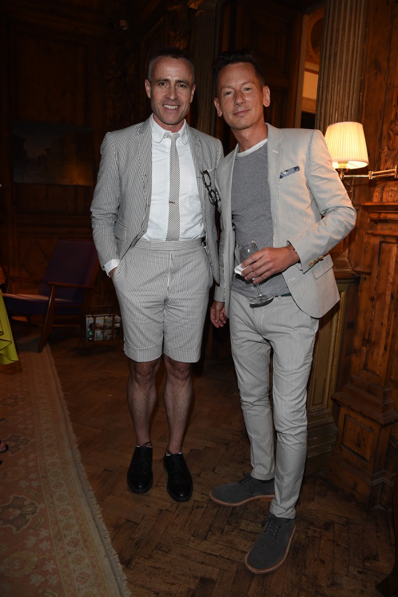 MILAN, ITALY - JUNE 20: Thom Browne and Jim Nelson attend GQ Party for Jim Moore during Milan Menswear Fashion Week Spring/Summer 2016 at Casa Degli Atellani on June 20, 2015 in Milan, Italy.  (Photo by Jacopo Raule/Getty Images for GQ)
