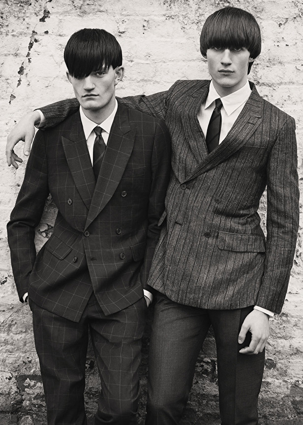 Luka Badnjar + Joe Brotherton Don 1960s Mod Styles + Bowl Cut Hairstyles for Glass Fashion Editorial