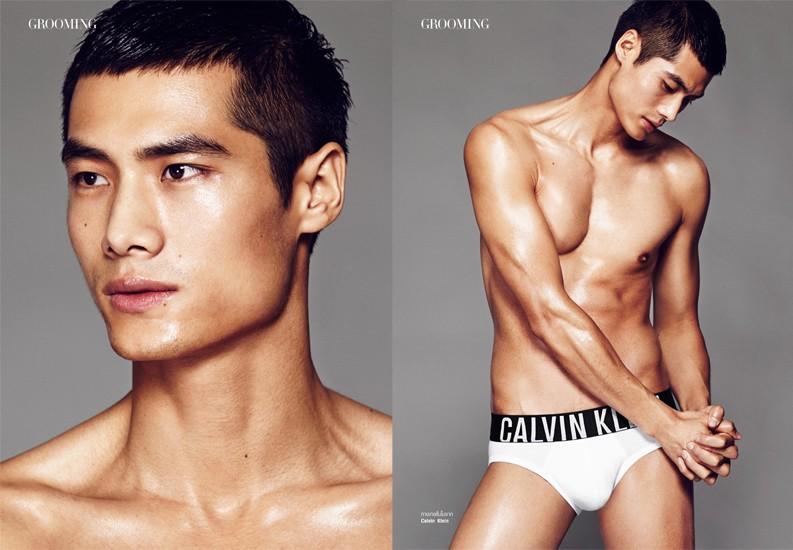 Hao Yun Xiang models Calvin Klein underwear.