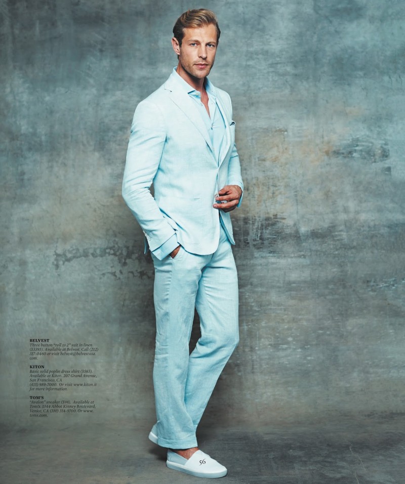 Cory Bond + Stuart Bellamy Model Sharp Suiting for Haute Living