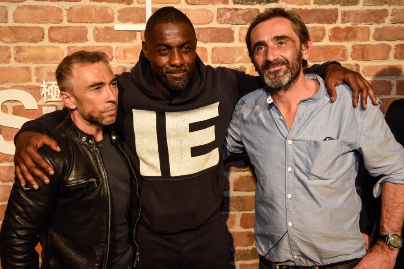 Idris Elba with Superdry directors James Holder and Julian Dunkerton.