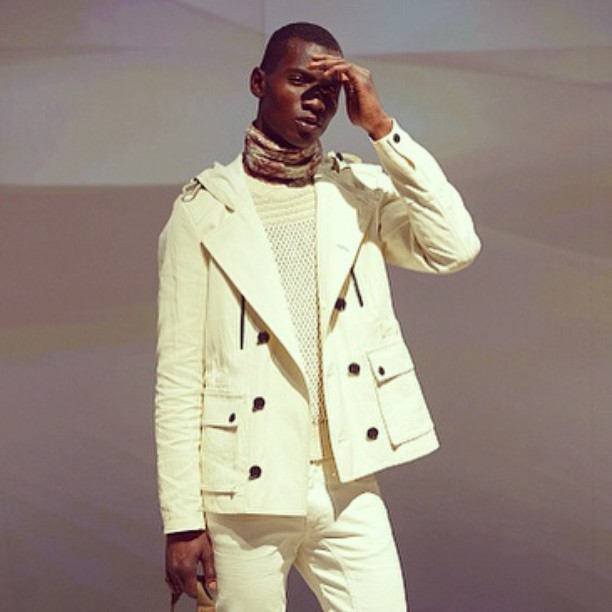 Adonis Bosso (d1) is stunning in a white number from Belstaff's spring-summer 2016 collection.