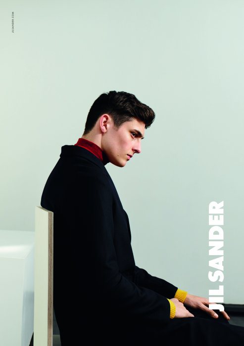 Model Rhys Pickering stars in Jil Sander's fall-winter 2015 advertising campaign.