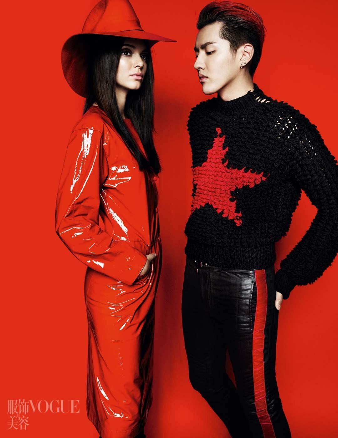 Kris Wu + Kendall Jenner Deliver Black & Red Fashions for Vogue