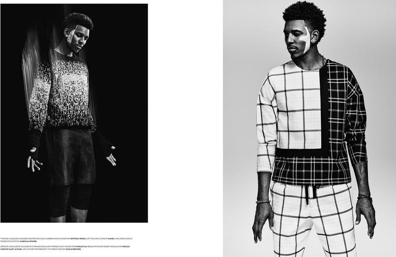 Pictured right, Nick Young rocks a windowpane print look from 3.1 Phillip Lim.