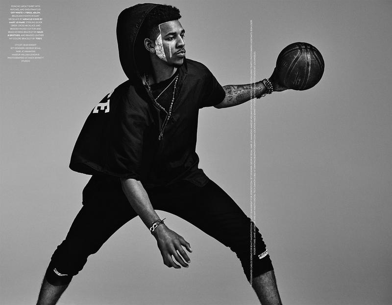 Nick Young poses for an active black & white image shot by photographer Carlos Serrao.