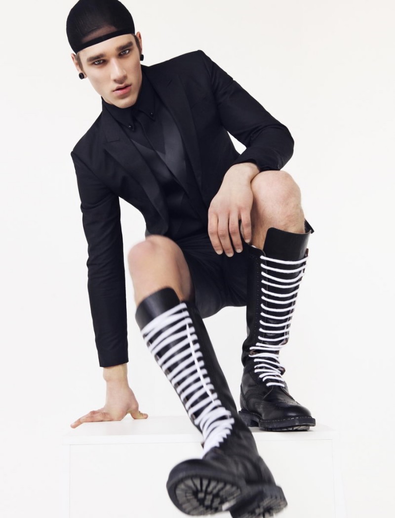 Simon Miskech makes quite the statement in Givenchy boots.