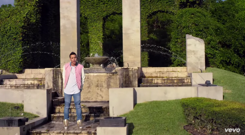 Prince Royce wears Dsquared2 Pastel Pink Varsity Jacket