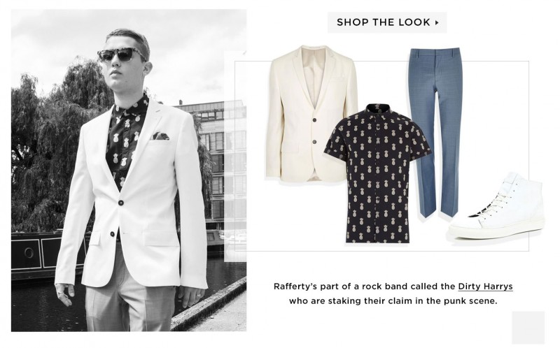 Rafferty Law shows how to wear the white blazer.