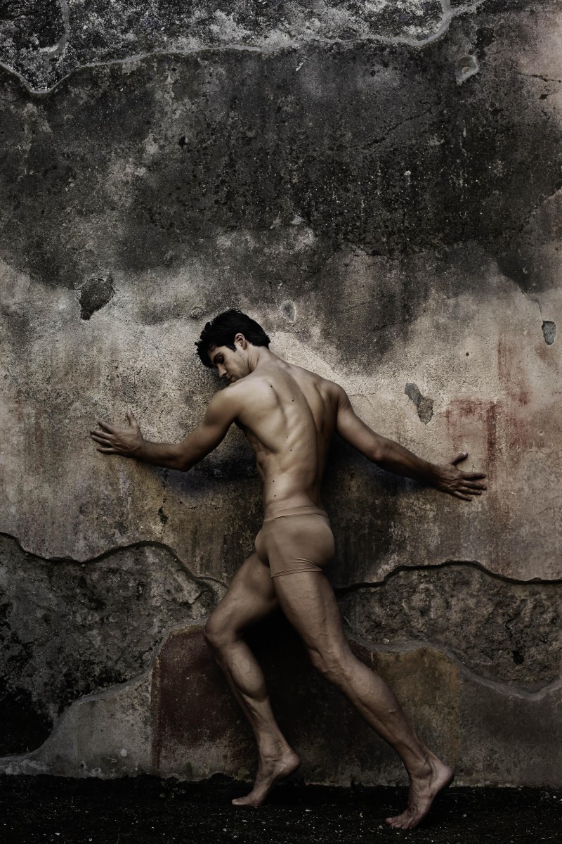Fabrizio Ferri photographs Roberto Bolle in flesh toned underwear.