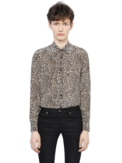 Saint Laurent Babycat Leopard Print Shirt