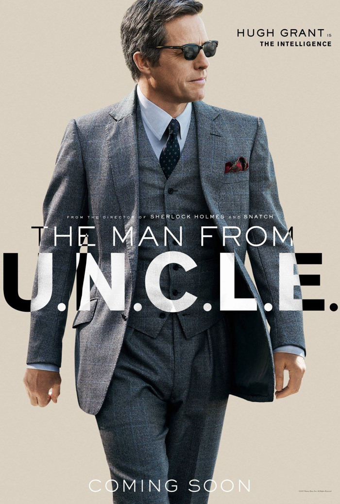 Hugh Grant is dapper in a three-piece suit for The Man from U.N.C.L.E. movie poster.