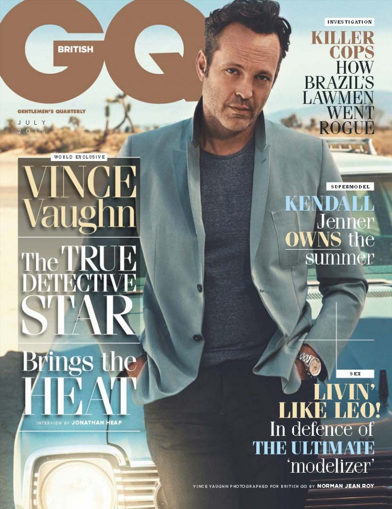 Vince Vaughn covers the July 2015 issue of British GQ.