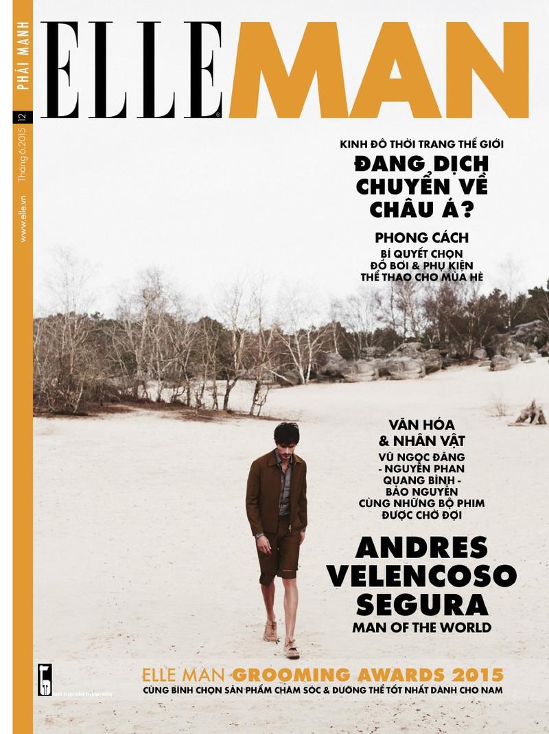 Photographed by Jumbo Tsai, Andres Velencoso Segura covers the July 2015 issue of Elle Man Vietnam.