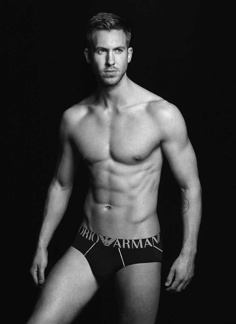 Calvin Harris goes shirtless for Emporio Armani Underwear's fall-winter 2015 advertising campaign.