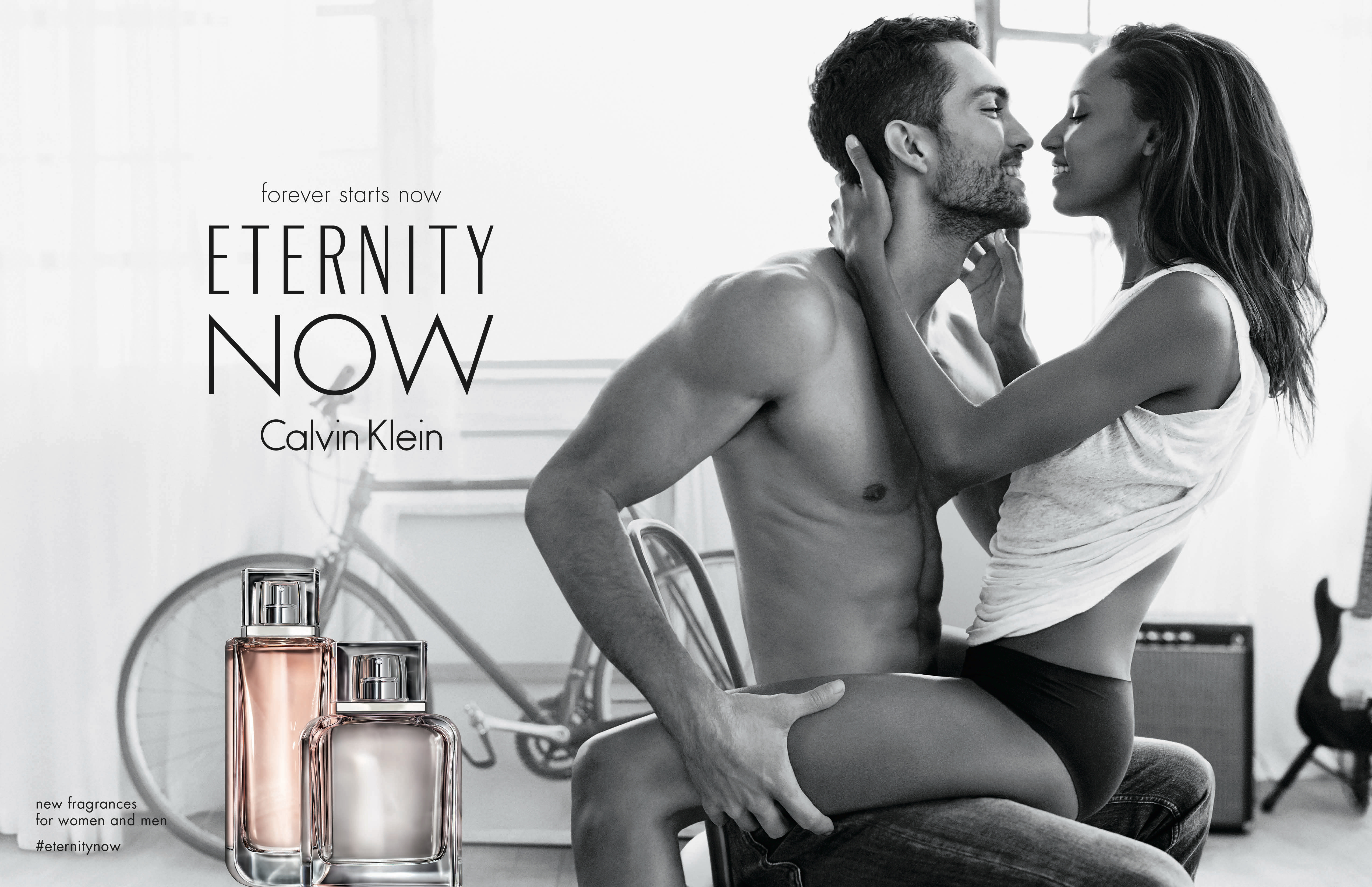 At the time a couple, models Tobias Sorensen and Jasmine Tookes for Calvin Klein Eternity Now fragrance campaign.