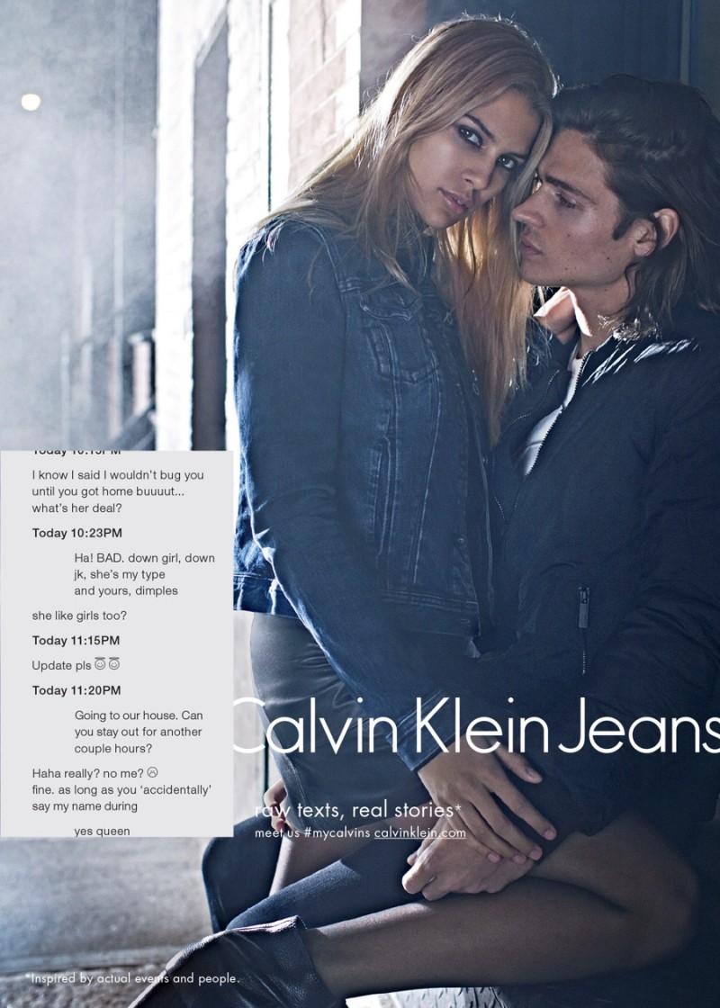 Actor Will Peltz and his girlfriend Kenya Kinski Jones for Calvin Klein Jeans Fall/Winter 2015 Campaign