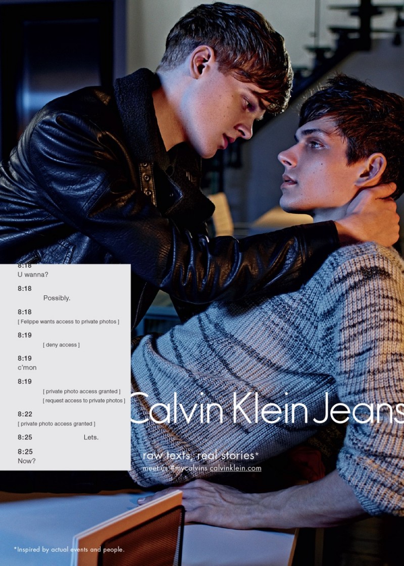 Models Reid Rohling and Ethan James for Calvin Klein Jeans Fall/Winter 2015 Campaign
