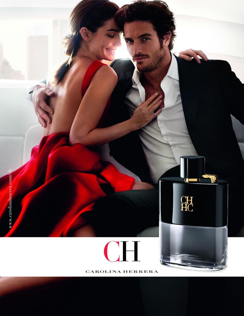 Justice Joslin and Lily Aldridge for Carolina Herrera CH Men Privee fragrance campaign