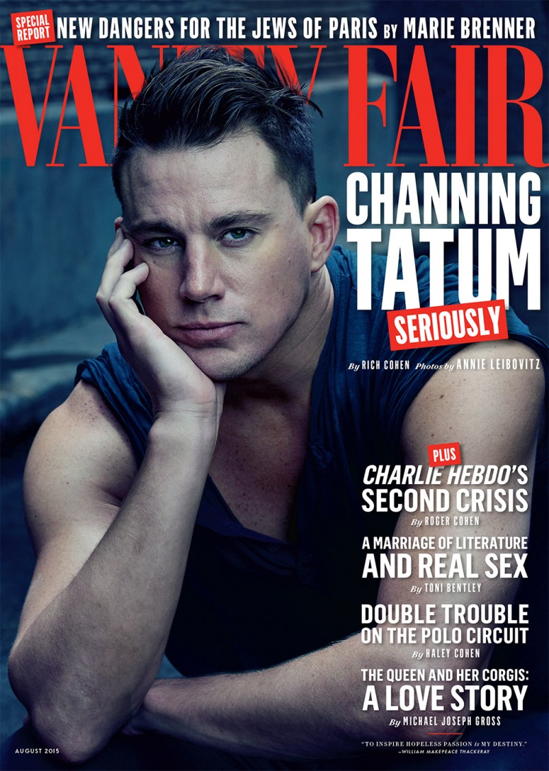 Channing Tatum covers the August 2015 issue of Vanity Fair.