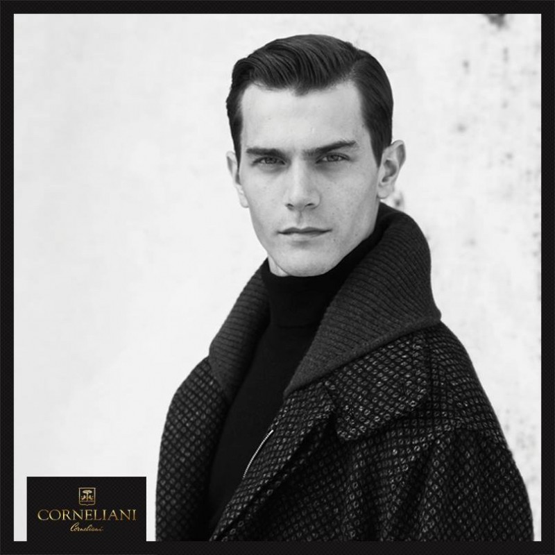 Model Vincent LaCrocq photographed by Johan Sandberg for Corneliani Fall/Winter 2015 Menswear Campaign