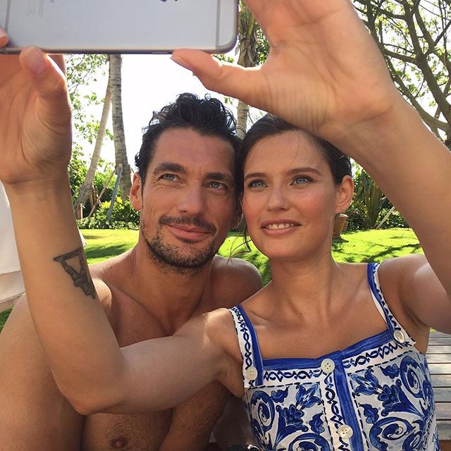 David Gandy and Bianca Balti pose for an Instagram selfie.