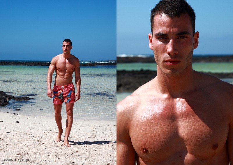 Alex wears swim shorts SOLOIO.