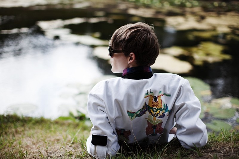 Callum wears jacket Tosca Wyss by Blank Etiquette and sunglasses stylist's own.