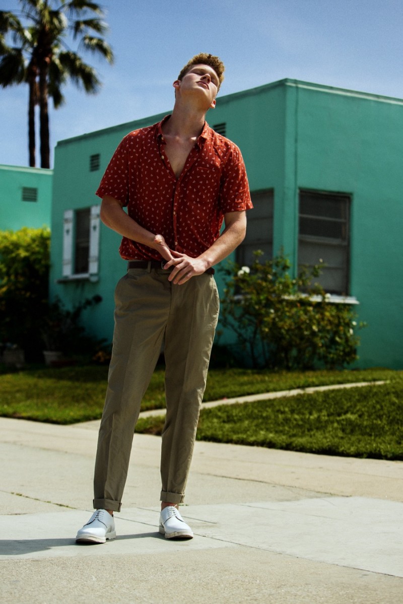 Dillon wears short-sleeve shirt Koto, pants ASOS and shoes American Apparel.