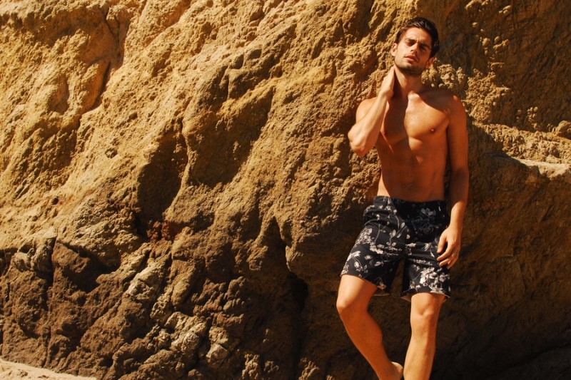 Lucas wears swim shorts Zara.