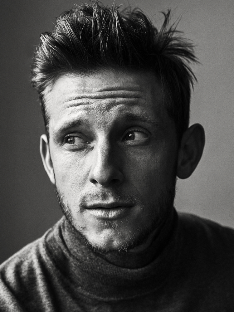 Jamie Bell wears HUGO by Hugo Boss turtleneck for Interview photo shoot.