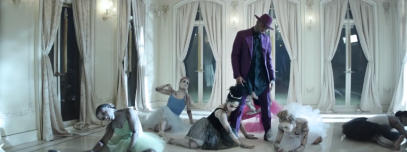 Donning a purple suit with matching hat, Jason Derulo channels Michael Jackson's Thriller with a spooky dance number in his Cheyenne music video.