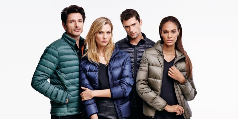 Andres Velencoso Segura, Karlie Kloss, Sean O'Pry and Joan Smalls in down jackets for Joe Fresh Fall/Winter 2015 Campaign