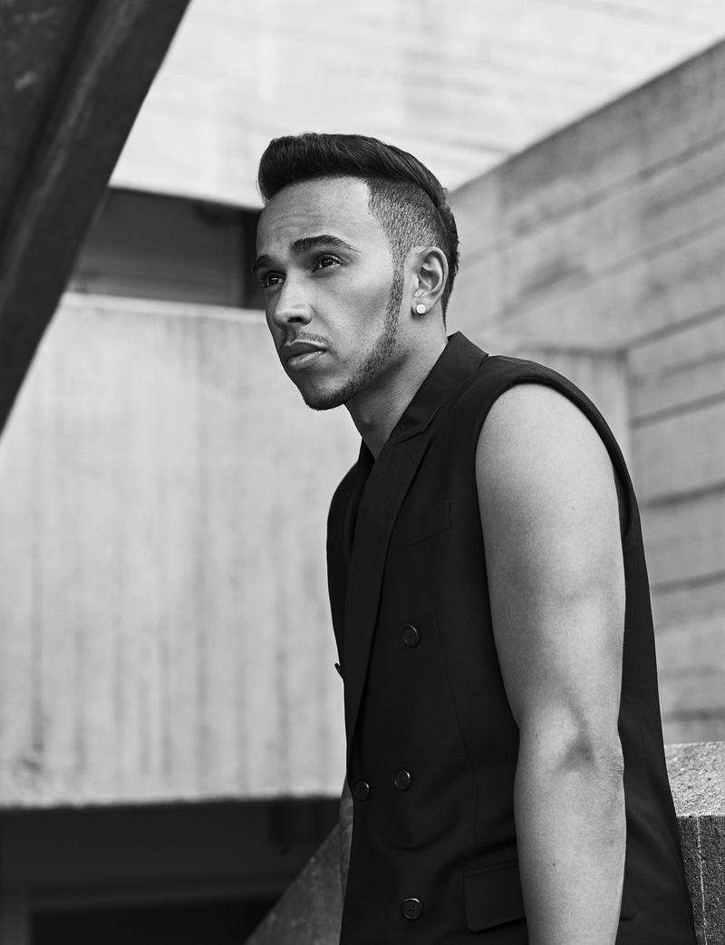 Lewis Hamilton Does Black & Gray Style for ES Magazine Shoot