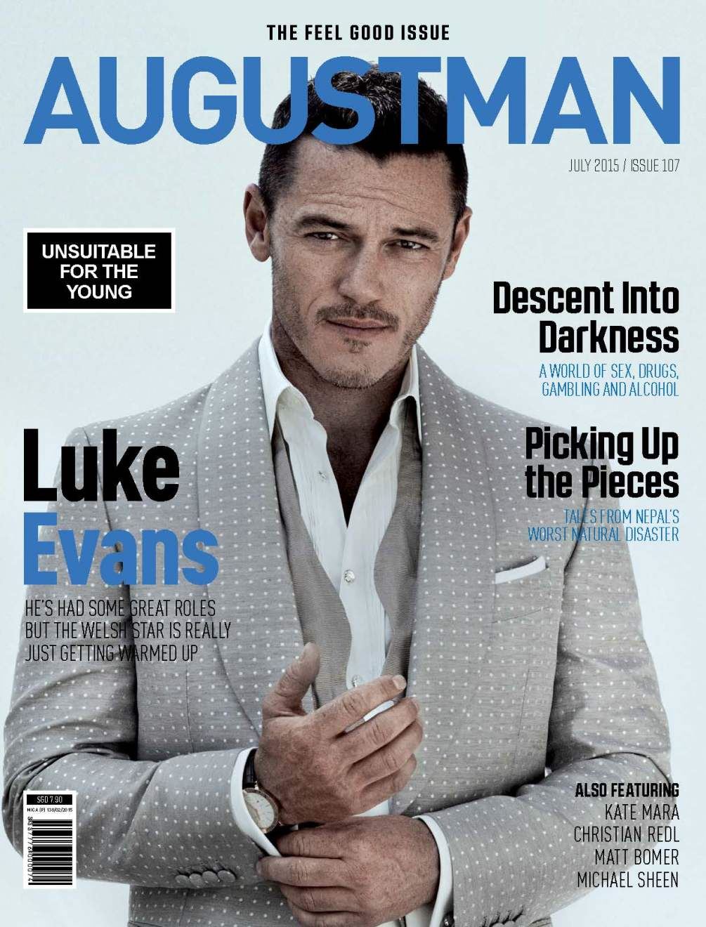 Luke Evans Graces July 2015 August Man Cover